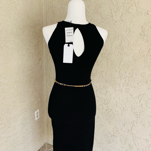 NWT LEITH Black Dress Knit Midi Scoop Neck Side Slit Jersey - Picture 5 of 8